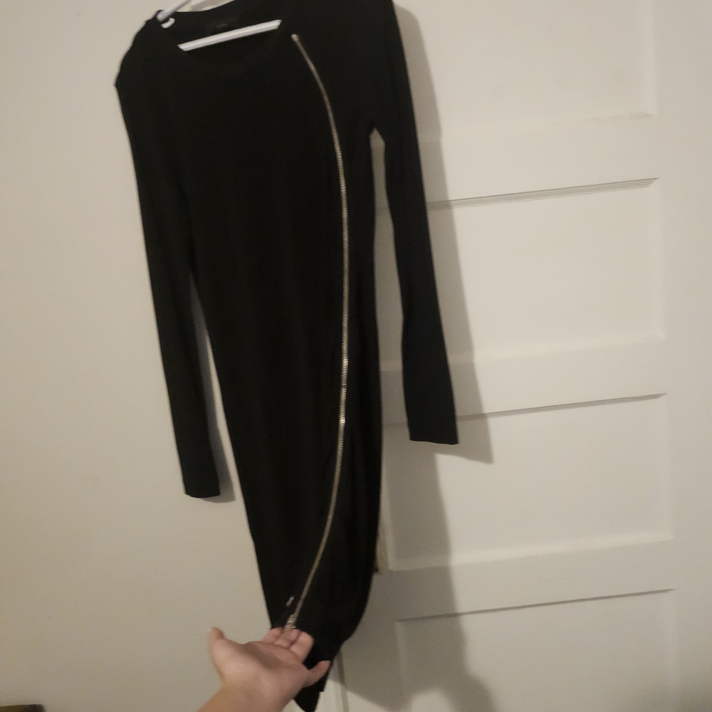 Diesel Black Asymmetrical Dress with Silver Zipper
